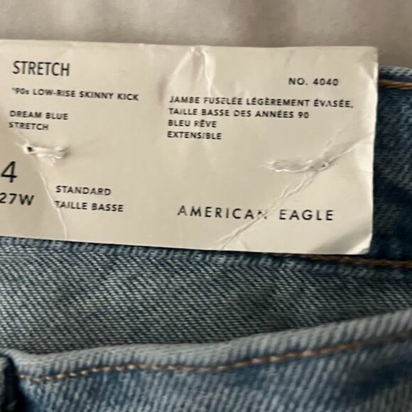 NWT American Eagle 90s Low Rise Skinny Kick Stretch Boot Cut Jeans 4, 27W NEW - Picture 11 of 14